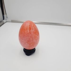 Vtg Orange Cream Sparkle Alabaster Egg Marble Stone Decorative Easter Spring
